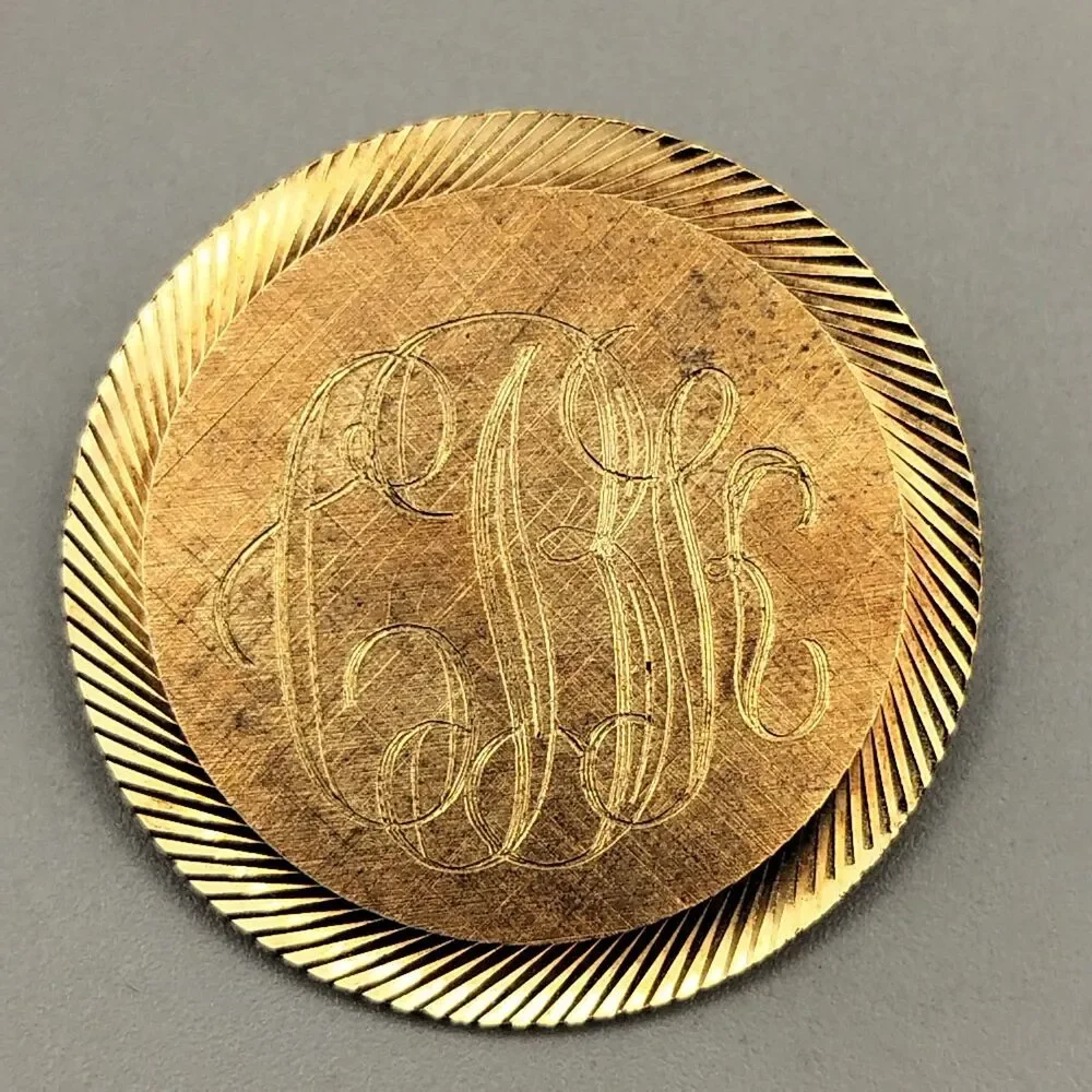 VTG C B K Pin Brooch Monogrammed Lamode Karatclad Gold Tone Brushed